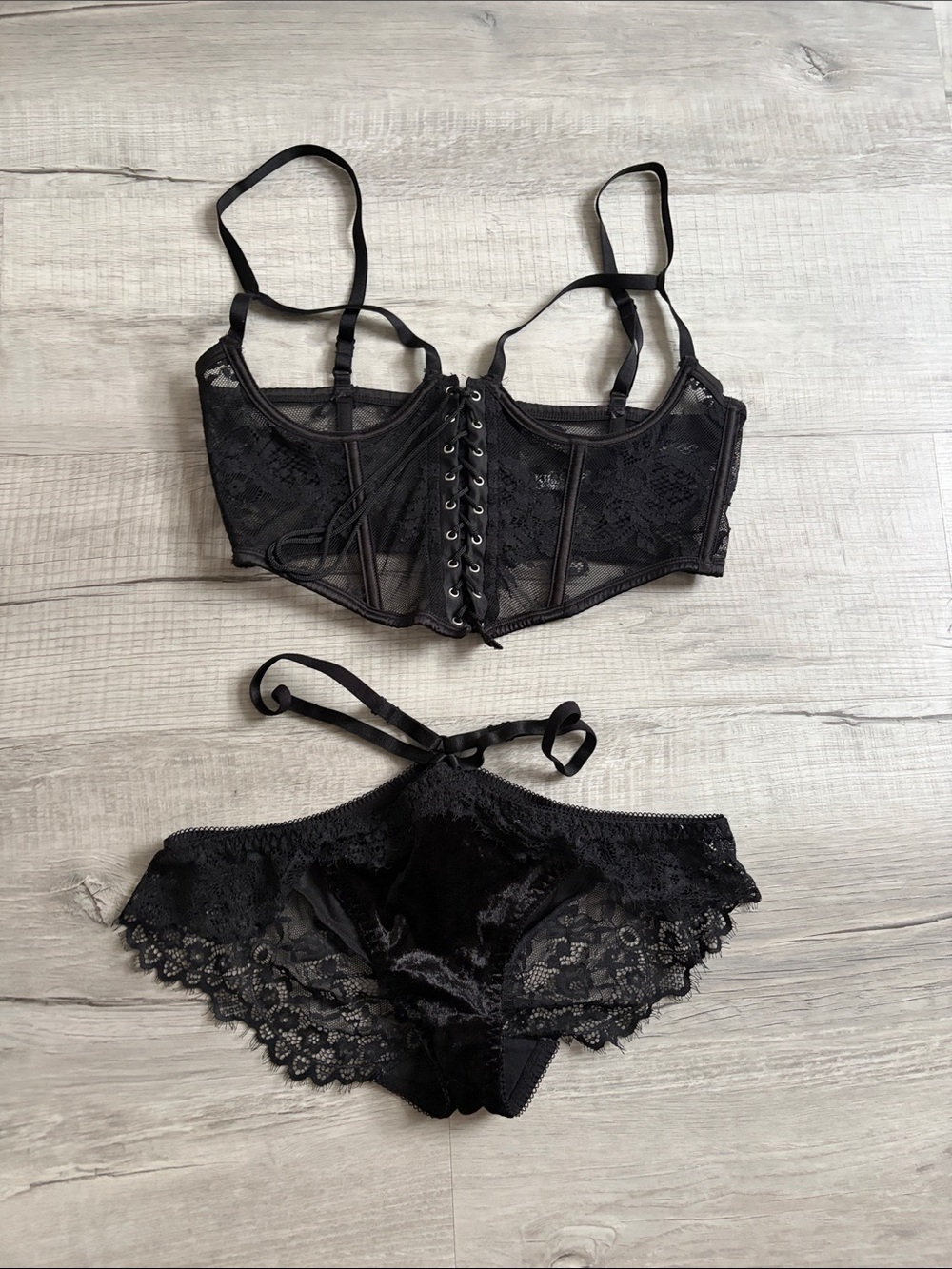 Killstar Black Lace Corset Bustier & bottom set